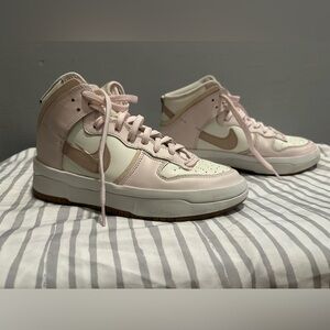 Women's Nike Pink and White High-Top Sneakers